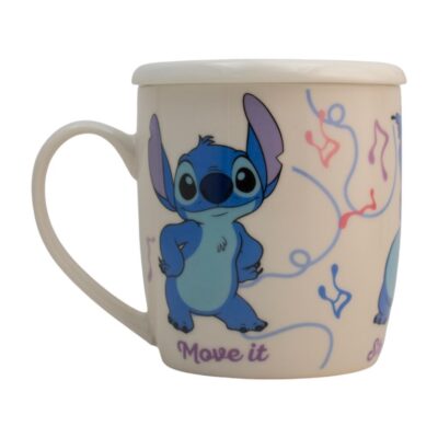 1754-108 TAZA CON TAPA STITCH MÚSICA