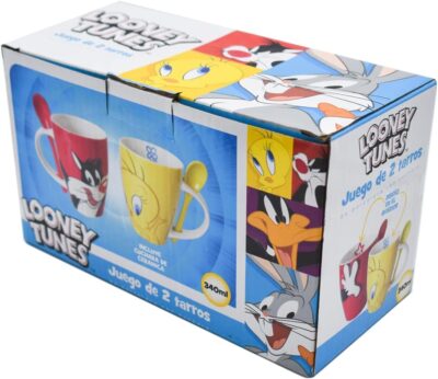 1738-285 DUO DE TAZAS LOONEY TUNES CON CUCHARA