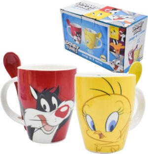 1738-285 DUO DE TAZAS LOONEY TUNES CON CUCHARA