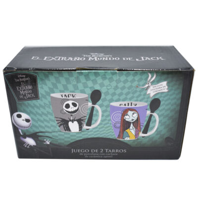 1738-206 DUO DE TAZAS EL EXTRAÑO MUNDO DE JACK CON CUCHARA