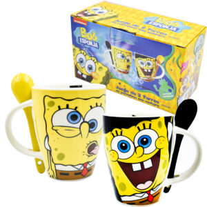 1738-274 DUO DE TAZAS BOB ESPONJA CON CUCHARA