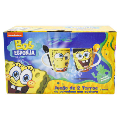 1738-274 DUO DE TAZAS BOB ESPONJA CON CUCHARA