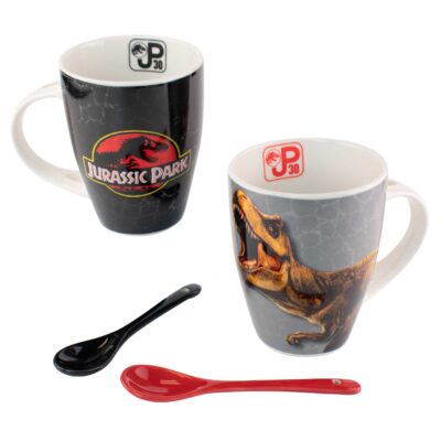 1738-423 DUO DE TAZAS JURASSIC PARK CON CUCHARA