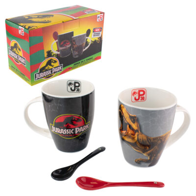 1738-423 DUO DE TAZAS JURASSIC PARK CON CUCHARA