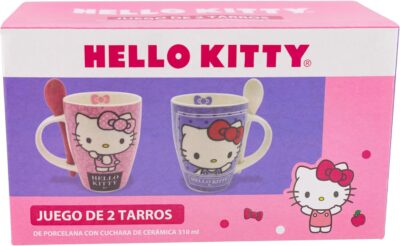 1738-497 DUO DE TAZAS HELLO KITTY CON CUCHARA
