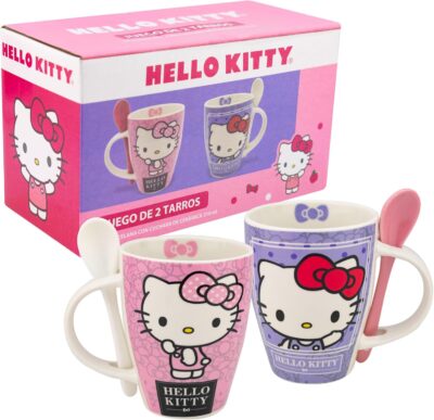 1738-497 DUO DE TAZAS HELLO KITTY CON CUCHARA