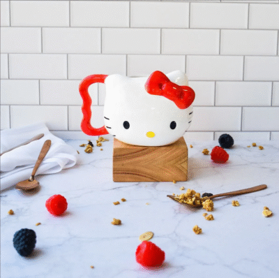 TAZA 3D HELLO KITTY MOÑO ROJO CABEZA