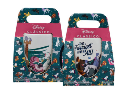 PAR TAZA 3D CON SOBRE DE COCOA DISNEY CLÁSICOS PERROS & GATOS