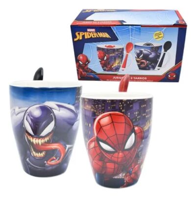 1738-203 DUO DE TAZAS SPIDERMAN CON CUCHARA