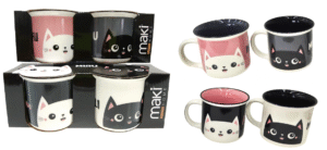 AM17-002 POCILLO MEDIANO GATOS DOBLE SET DE 2PCS