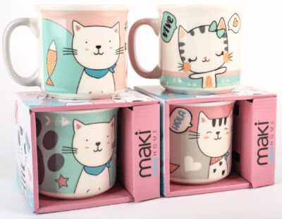 AM61-003 POCILLO JUMBO GATOS KAWAII SERIE 4PCS