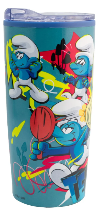 TERMO CON TAPA LOS PITUFOS