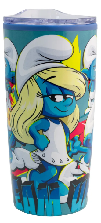 TERMO CON TAPA LOS PITUFOS