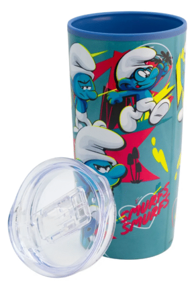 TERMO CON TAPA LOS PITUFOS