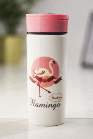 VASO PORCELANA FLAMENCO PAR VERDE Y ROSA