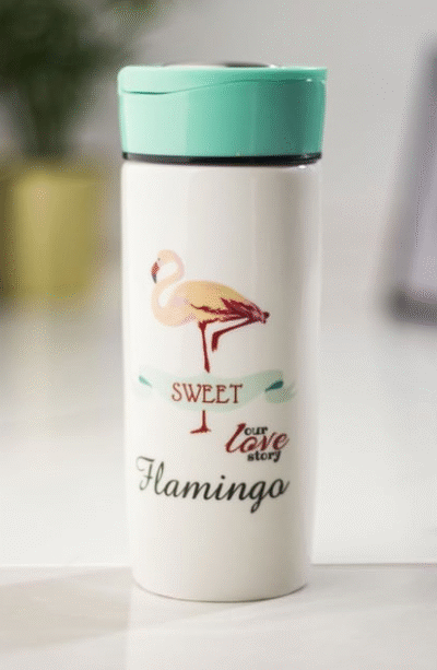 VASO PORCELANA FLAMENCO PAR VERDE Y ROSA