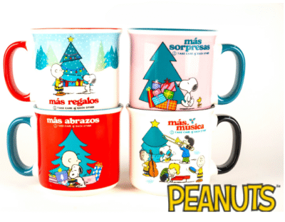 AM119-001X POCILLO JUMBO NAVIDAD SNOOPY SERIE 4PCS