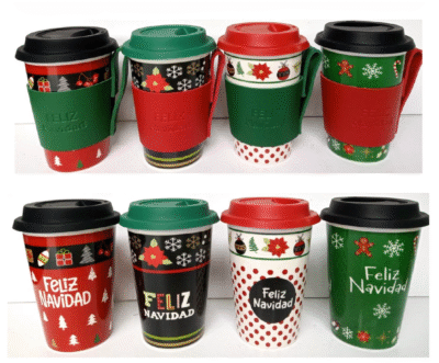 AM112-001X VASO NAVIDAD TAPA SILICÓN Y ASA DE PIEL SERIE 4PCS