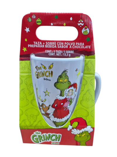 TAZA MEGA ALTA CON SOBRE DE COCOA GRINCH SERIE 3 PCS