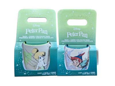 TAZA ASA CUADRADA Y SOBRE DE COCOA PETER PAN & CAMPANITA SERIE 2 PCS