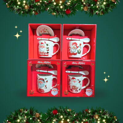 RJ TAZA CON CUCHARA Y PLATO NAVIDAD VARIOS MODELOS SERIE 4PCS