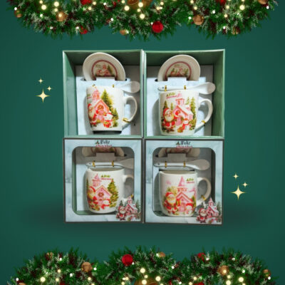 RJ TAZA CON CUCHARA Y PLATO NAVIDAD VARIOS MODELOS SERIE 4PCS