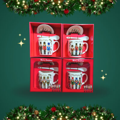 RJ TAZA CON CUCHARA Y PLATO NAVIDAD VARIOS MODELOS SERIE 4PCS