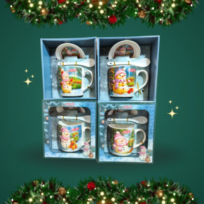 RJ TAZA CON CUCHARA Y PLATO NAVIDAD VARIOS MODELOS SERIE 4PCS