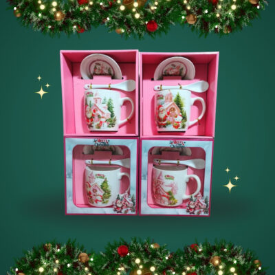RJ TAZA CON CUCHARA Y PLATO NAVIDAD VARIOS MODELOS SERIE 4PCS