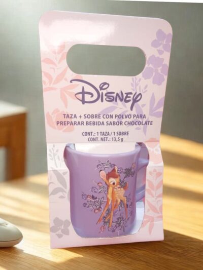 TAZA CON SOBRE DE COCOA SERIE DISNEY IGOR, BAMBI & SIMBA