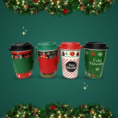 AM112-001X VASO NAVIDAD TAPA SILICÓN Y ASA DE PIEL SERIE 4PCS