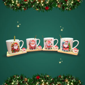 272 TAZA CON BASE Y CUCHARA NAVIDAD 2PCS