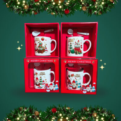 RJ TAZA CON CUCHARA Y PLATO NAVIDAD VARIOS MODELOS SERIE 4PCS