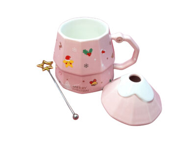 135 TAZA CON TAPA Y AGITADOR NAVIDAD SERIE 3PCS