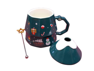 135 TAZA CON TAPA Y AGITADOR NAVIDAD SERIE 3PCS