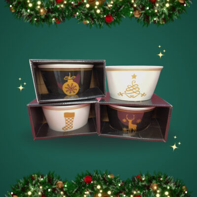 AM112-002X TAZÓN NAVIDAD BLANCO & NEGRO SERIE 4PCS