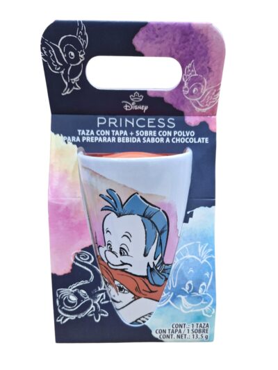 TAZA ALTA CON TAPA Y SOBRE DE COCOA PRINCESA DISNEY SERIE 3PCS