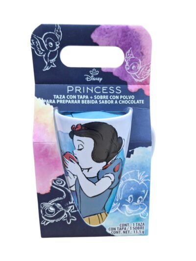 TAZA ALTA CON TAPA Y SOBRE DE COCOA PRINCESA DISNEY SERIE 3PCS