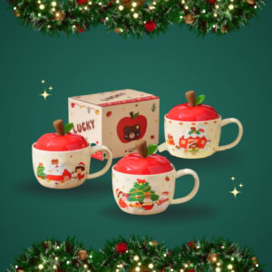 TAZAS 3D NAVIDAD CON TAPA DE MANZANA
